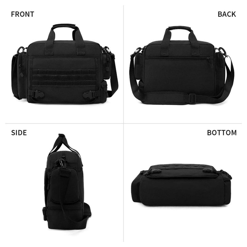 CamGo 14 inch Laptop Briefcase Black Tactical Messenger Bag Military Style Shoulder Pack Molle Handbag for Men - Image 3